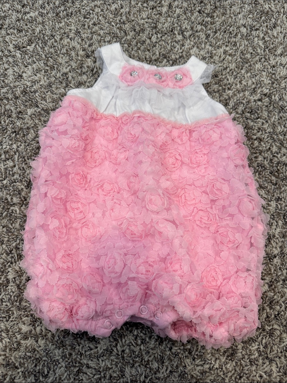 Baby Girls Pink Floral Bubble One-Piece Romper